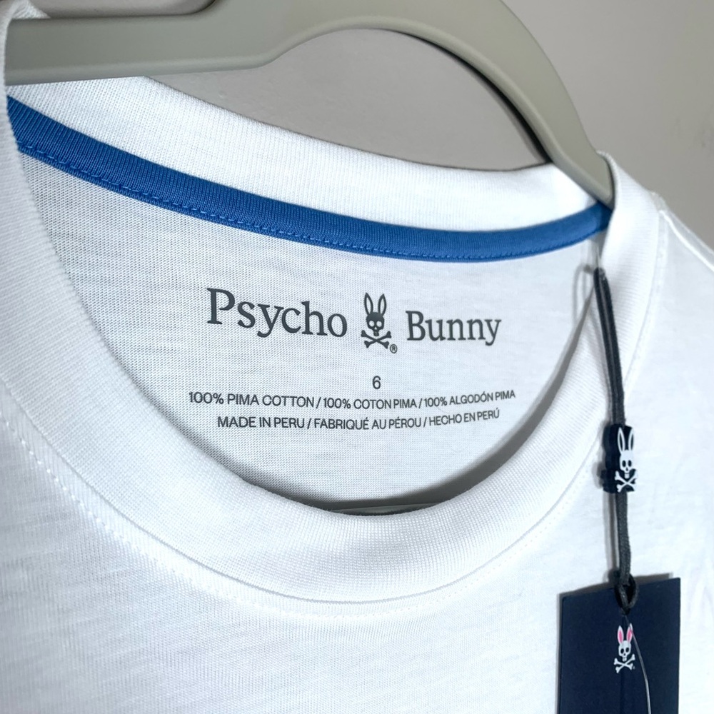 Psycho Bunny NWT Lenox Graphic White Crew Tee Pima Cotton T-Shirt Men's 6 Large - Picture 6 of 9